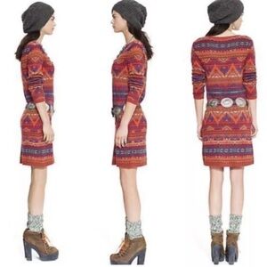 Ralph Lauren Beacon Sweater Dress Linen Cotton Silk Southwest Aztec Size M